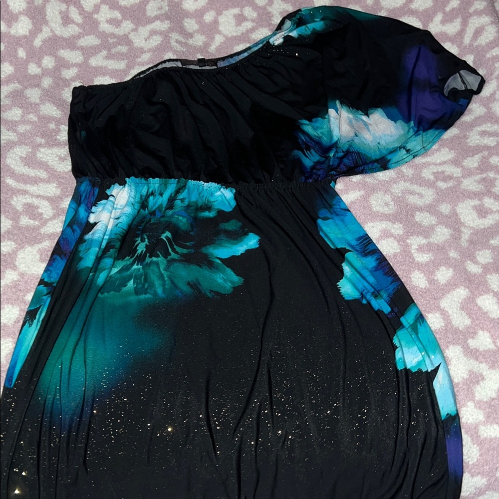 Almost Famous Black and Blue Floral Dress
